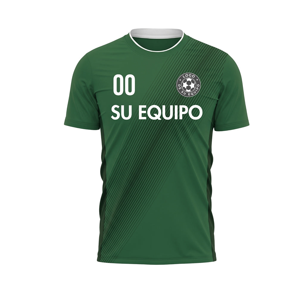 Verde Diagonales Rayas Camiseta de Fútbol Personalizada