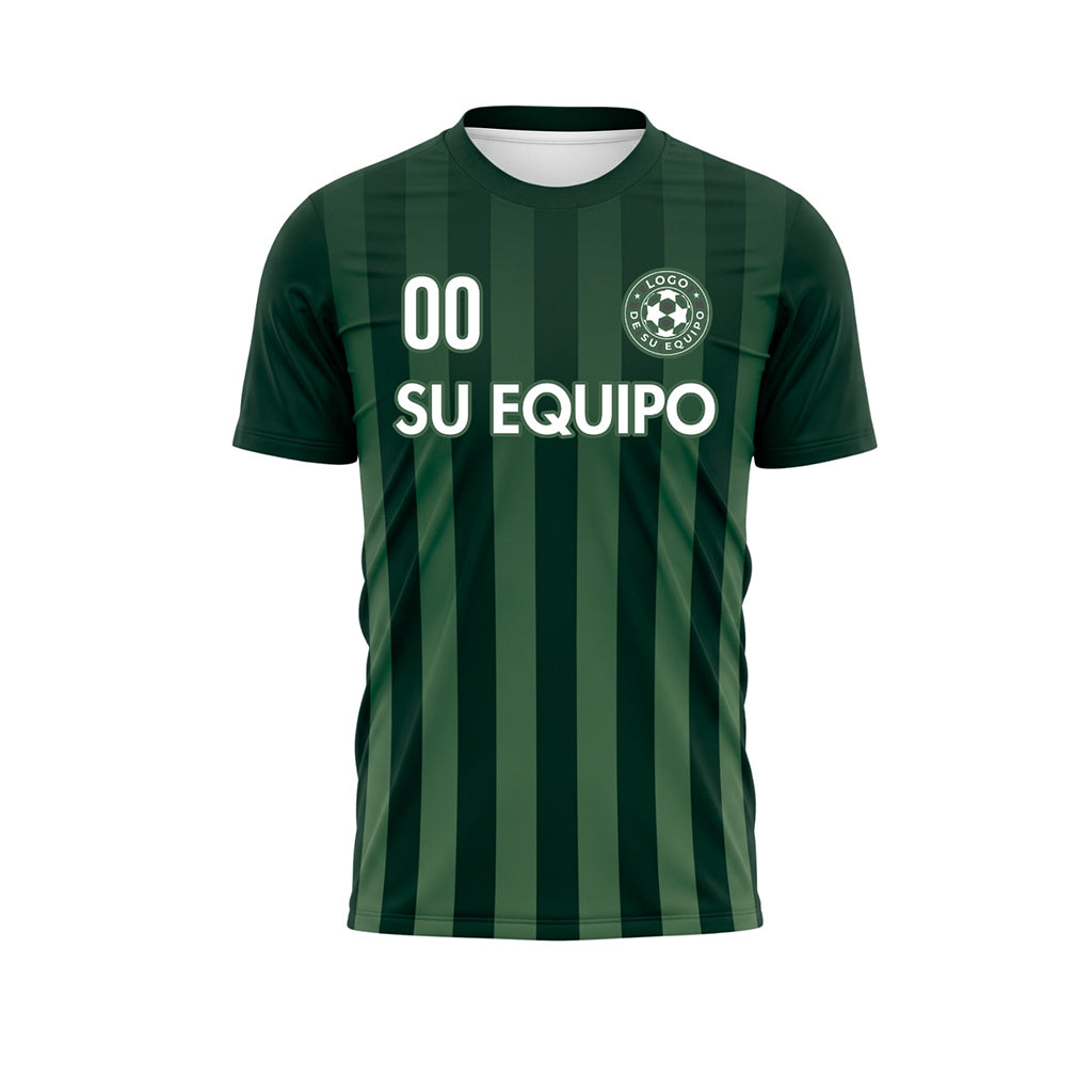 Verde Verde Oscuro Verticales Rayas Camiseta de Fútbol Personalizada