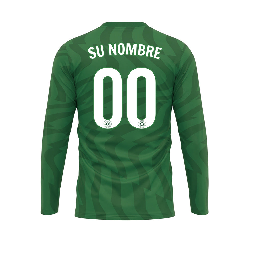Verde Verde Oscuro Motivo Ondulado Camiseta de Fútbol Personalizada de Manga Larga