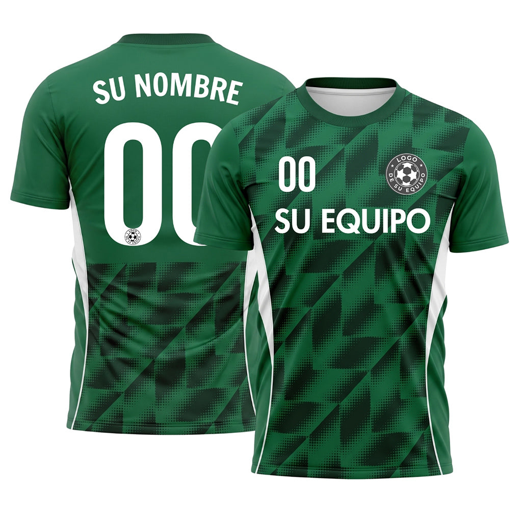 Verde Semitono Geométrico Motivo Camiseta de Fútbol Personalizada