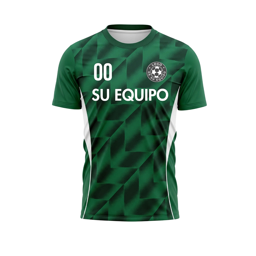 Verde Semitono Geométrico Motivo Camiseta de Fútbol Personalizada