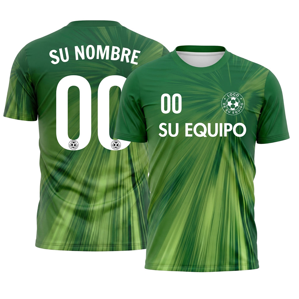 Verde Verde Claro Rayos Motivo Camiseta de Fútbol Personalizada