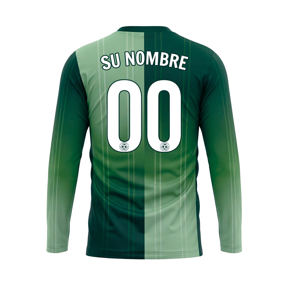 Verde Verde Claro Rayas Verticales Degradadas Camiseta de Fútbol Personalizada de Manga Larga