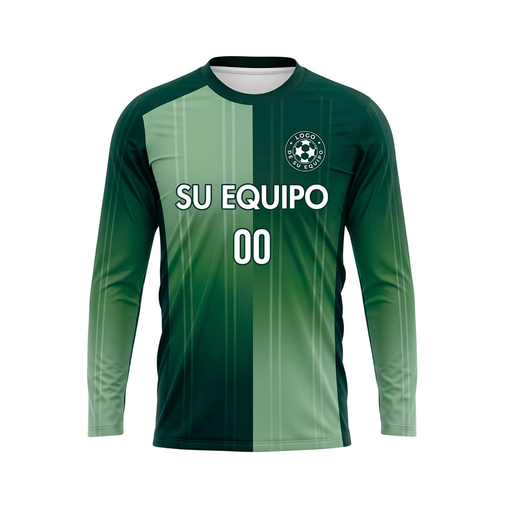 Verde Verde Claro Rayas Verticales Degradadas Camiseta de Fútbol Personalizada de Manga Larga