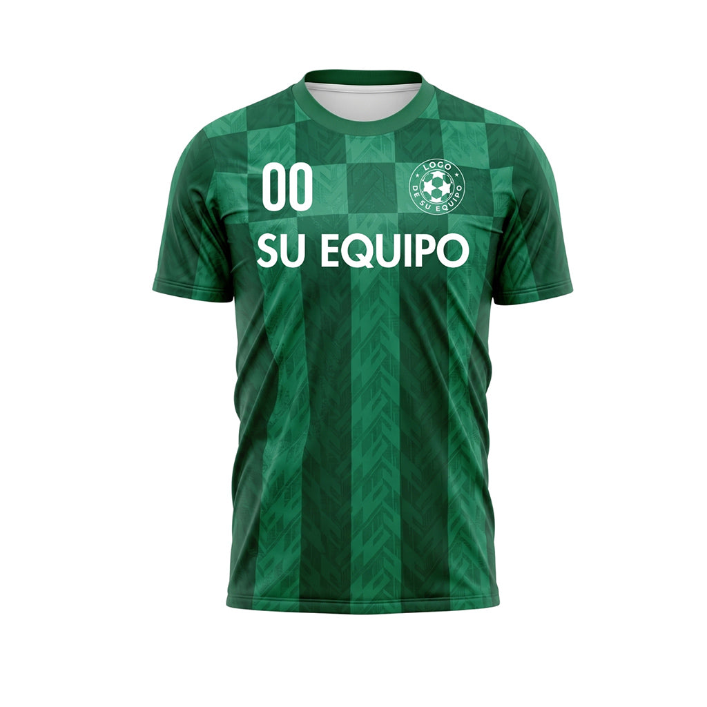 Verde Cuadros Chevron Motivo Camiseta de Fútbol Personalizada