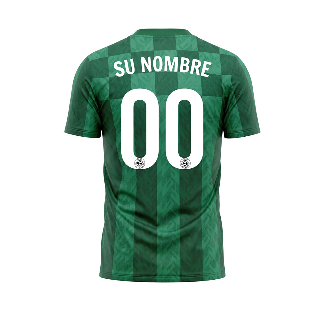 Verde Cuadros Chevron Motivo Camiseta de Fútbol Personalizada