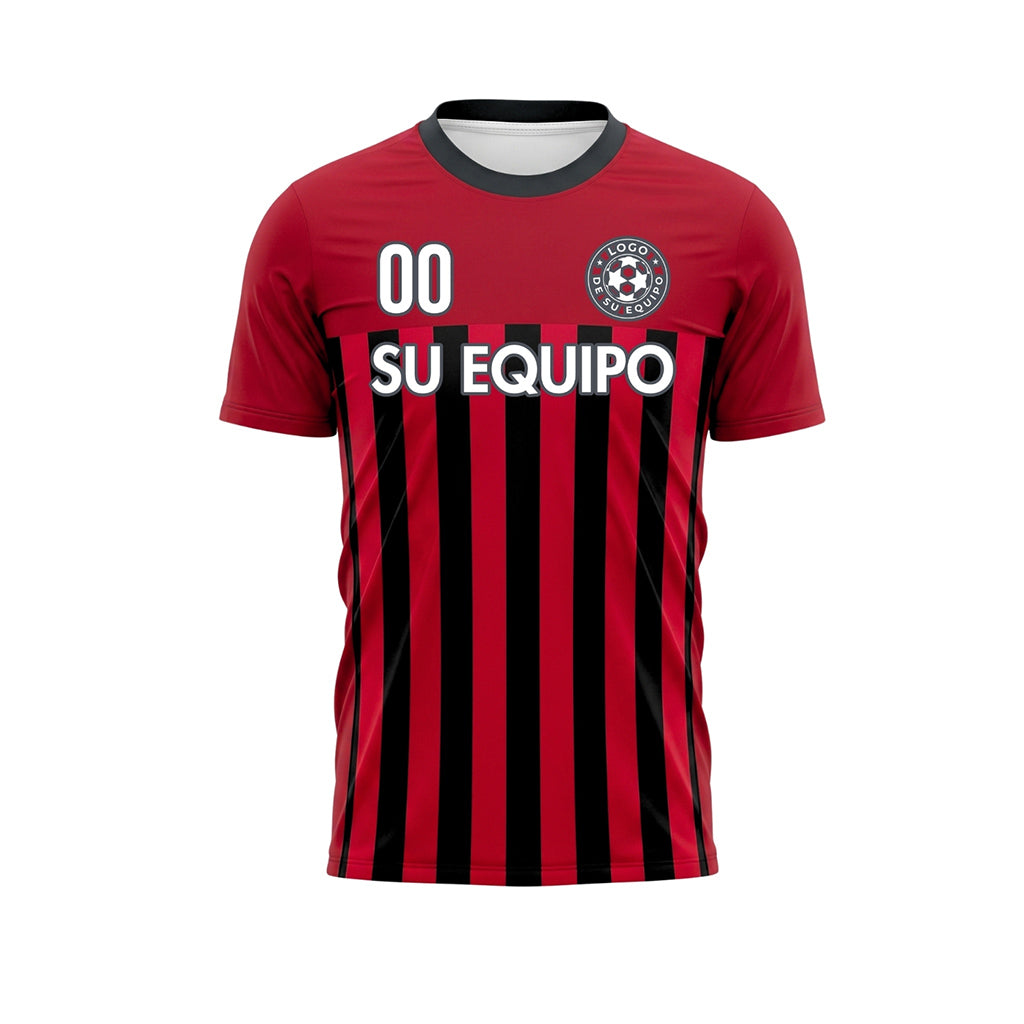 Verde Rojo Negro Rayado Camiseta de Fútbol Personalizada