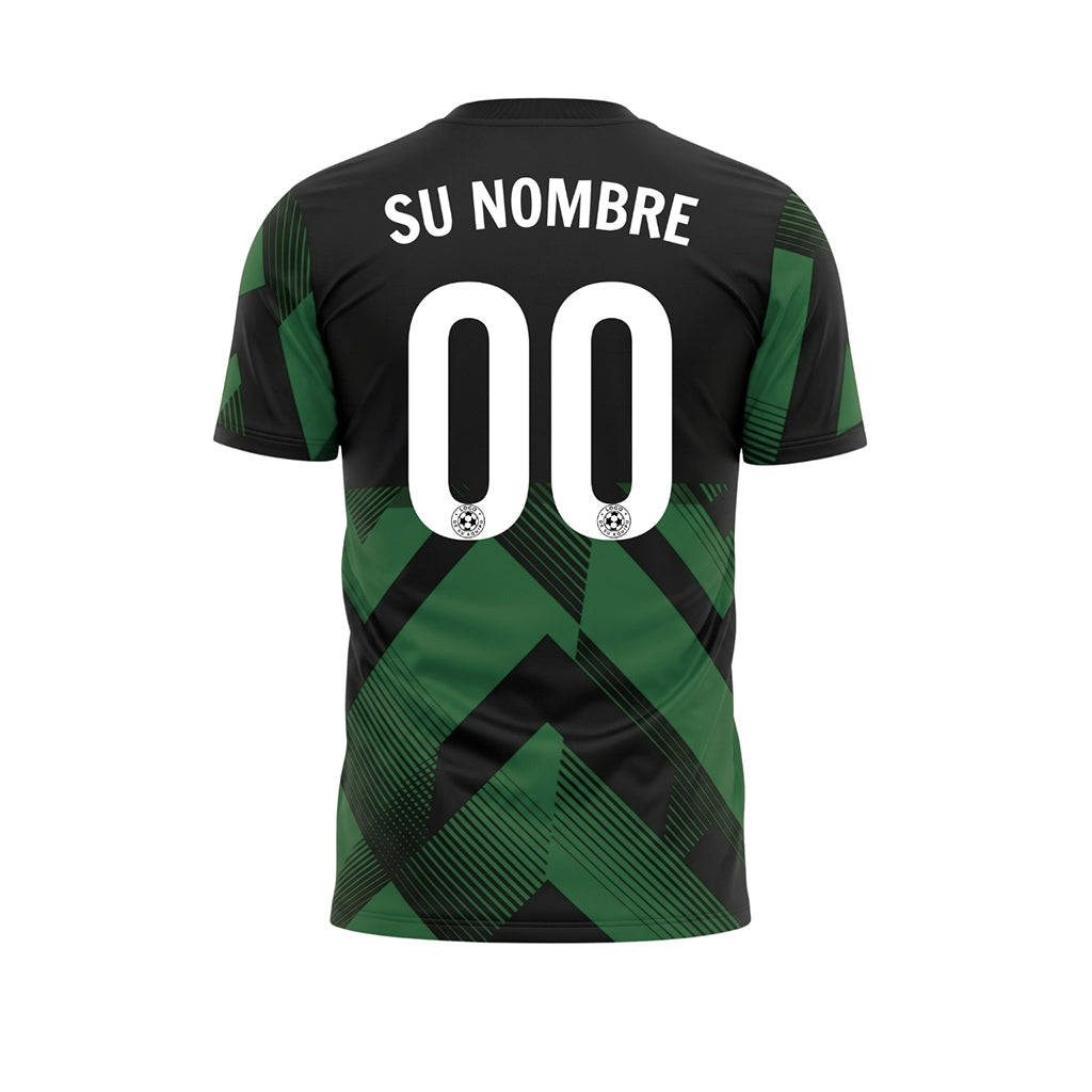 Verde Negro Geométrico Motivo Flechas Camiseta de Fútbol Personalizada