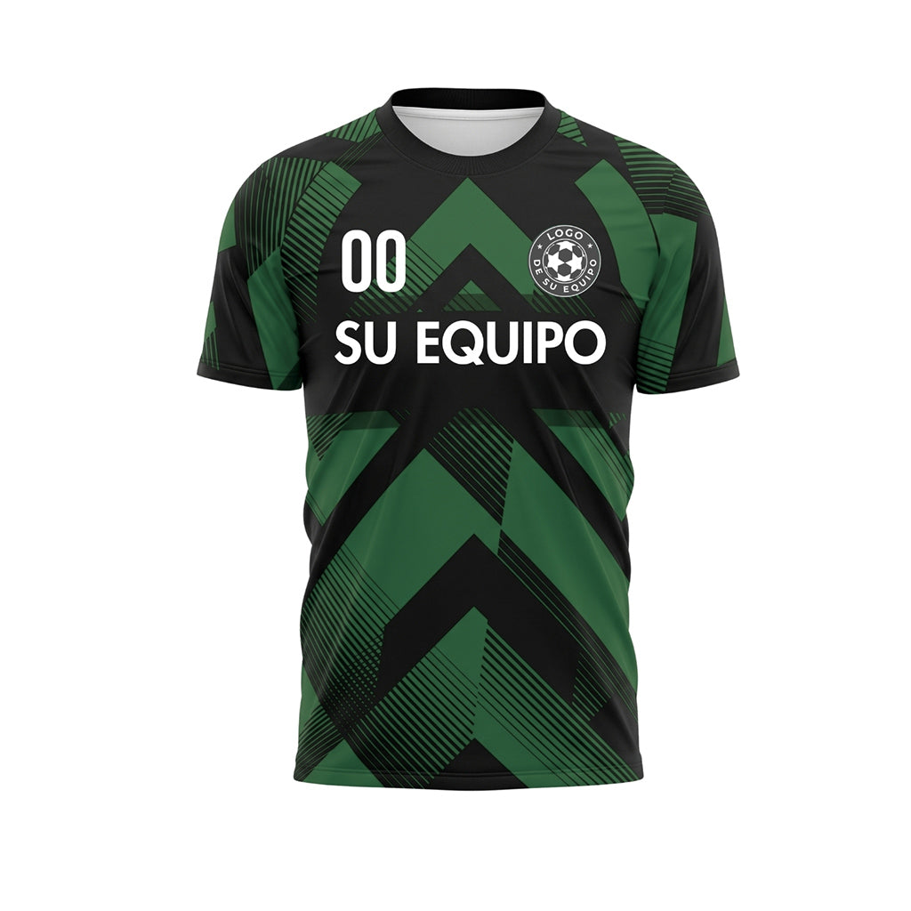 Verde Negro Geométrico Motivo Flechas Camiseta de Fútbol Personalizada