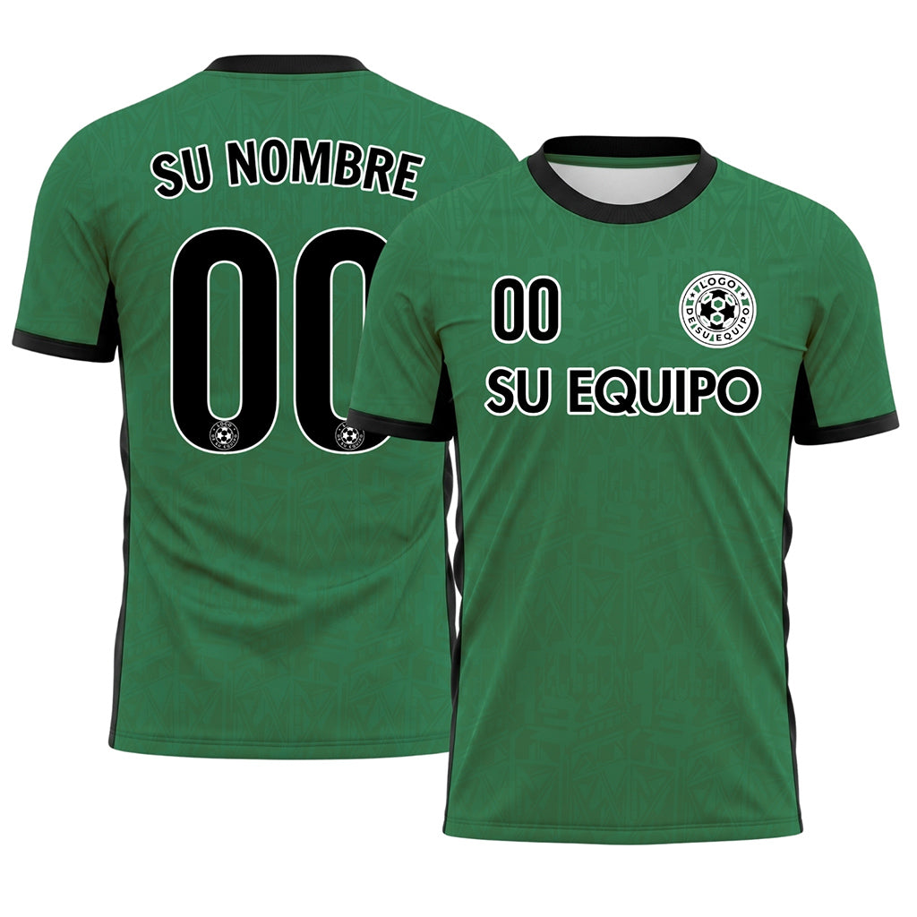 Verde Negro Sutil Geométrico Gráfico Motivo Camiseta de Fútbol Personalizada