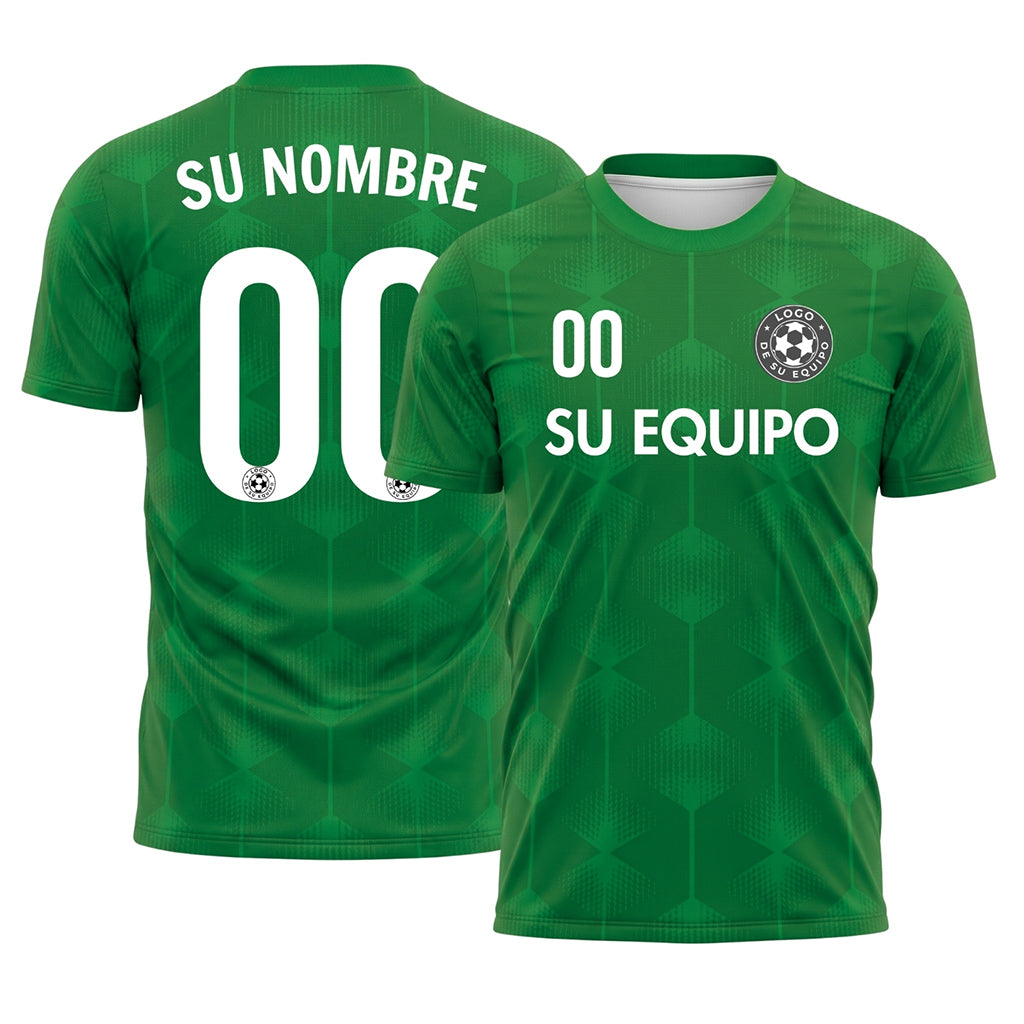 Verde Hexágono Motivo Camiseta de Fútbol Personalizada
