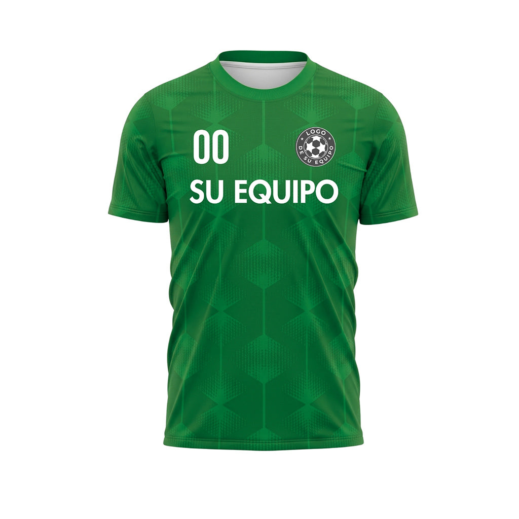 Verde Hexágono Motivo Camiseta de Fútbol Personalizada