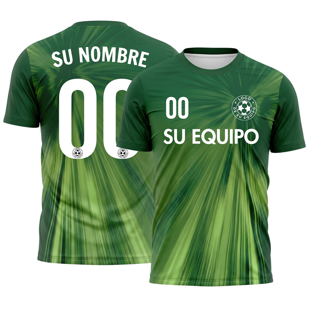 Verde Rayos Efecto Camiseta de Fútbol Personalizada