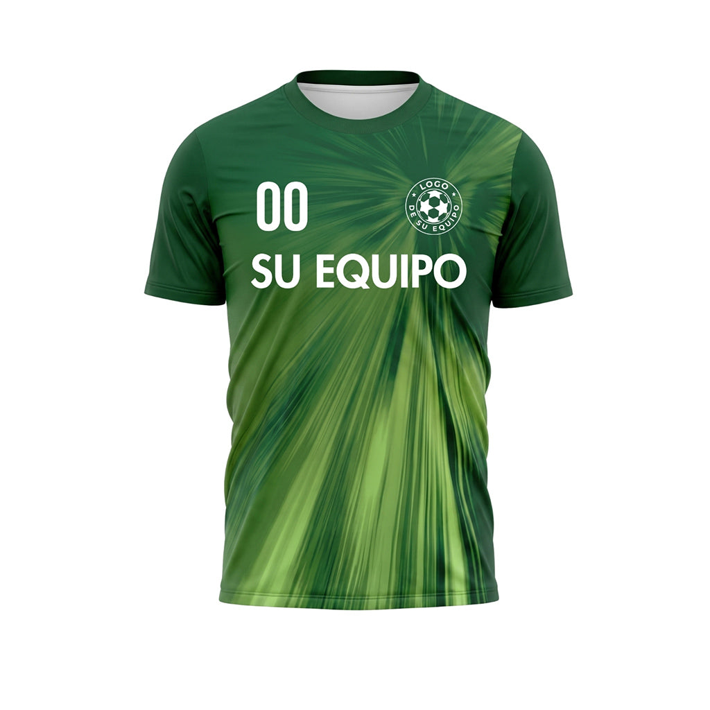 Verde Rayos Efecto Camiseta de Fútbol Personalizada
