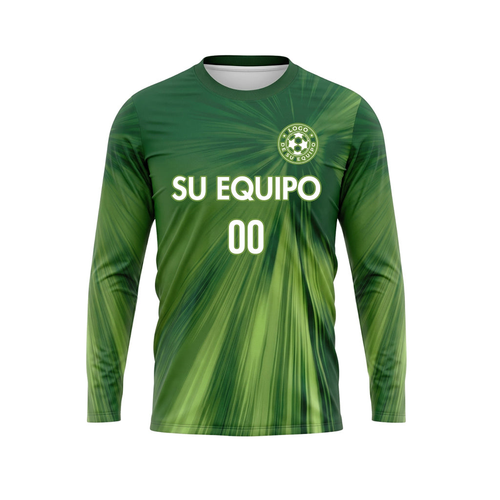 Verde Degradado Radiante Camiseta de Fútbol Personalizada de Manga Larga