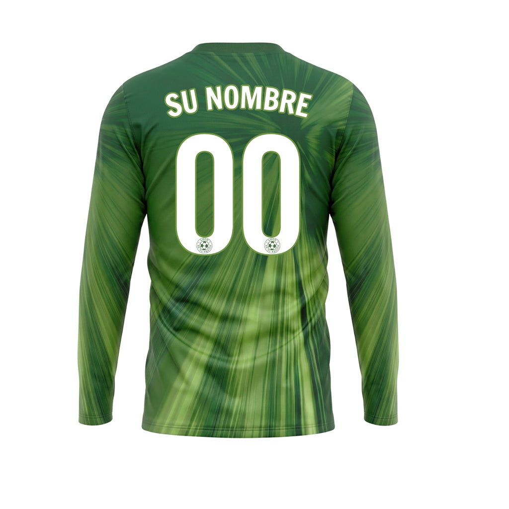 Verde Degradado Radiante Camiseta de Fútbol Personalizada de Manga Larga