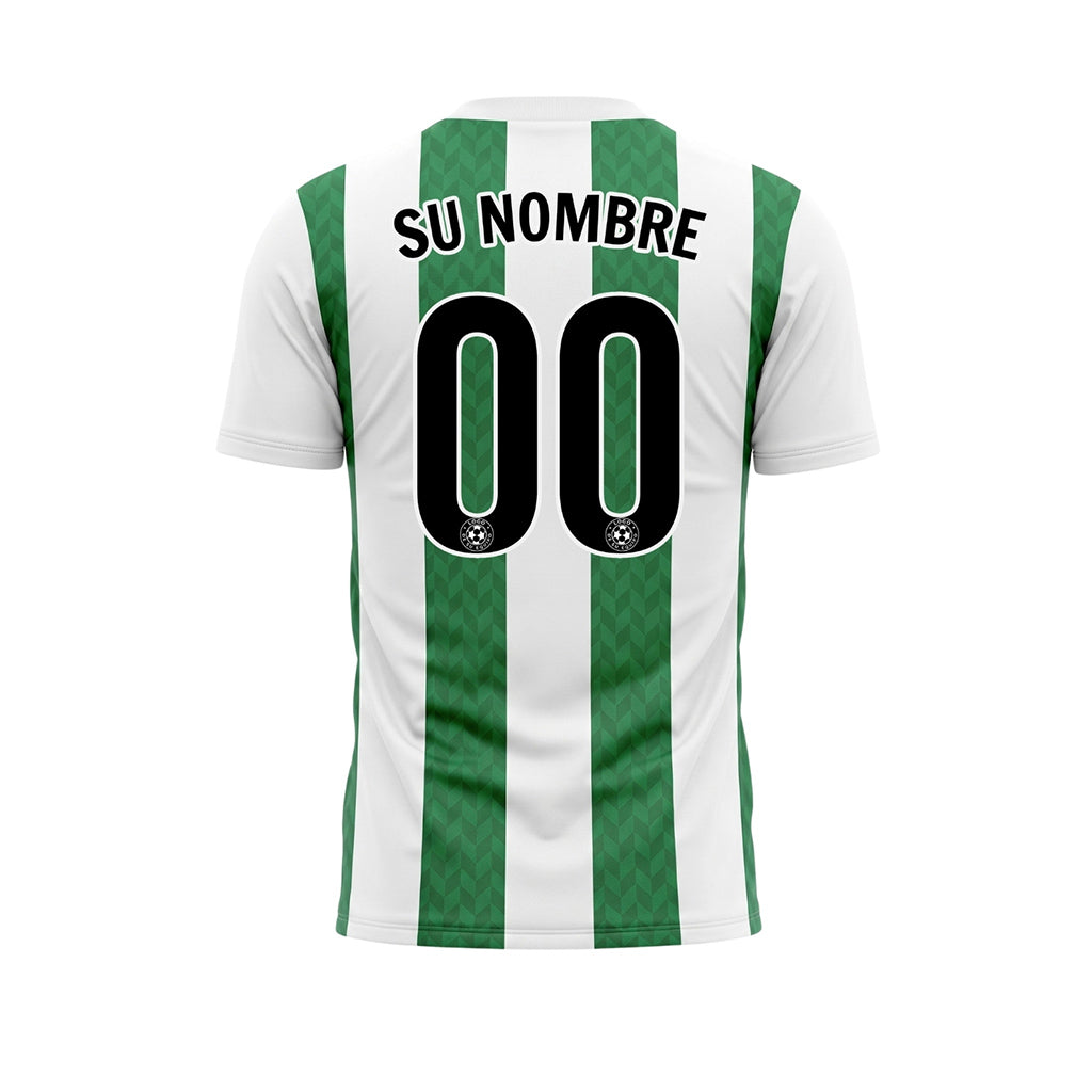 Verde Blanco Chevron Rayado Camiseta de Fútbol Personalizada