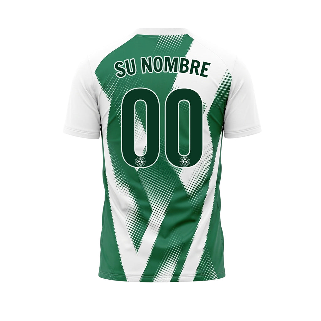 Verde Blanco Semitono Zigzag Motivo Camiseta de Fútbol Personalizada