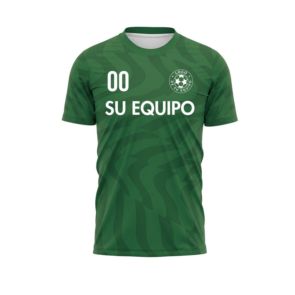 Verde Motivo Olas Camiseta de Fútbol Personalizada