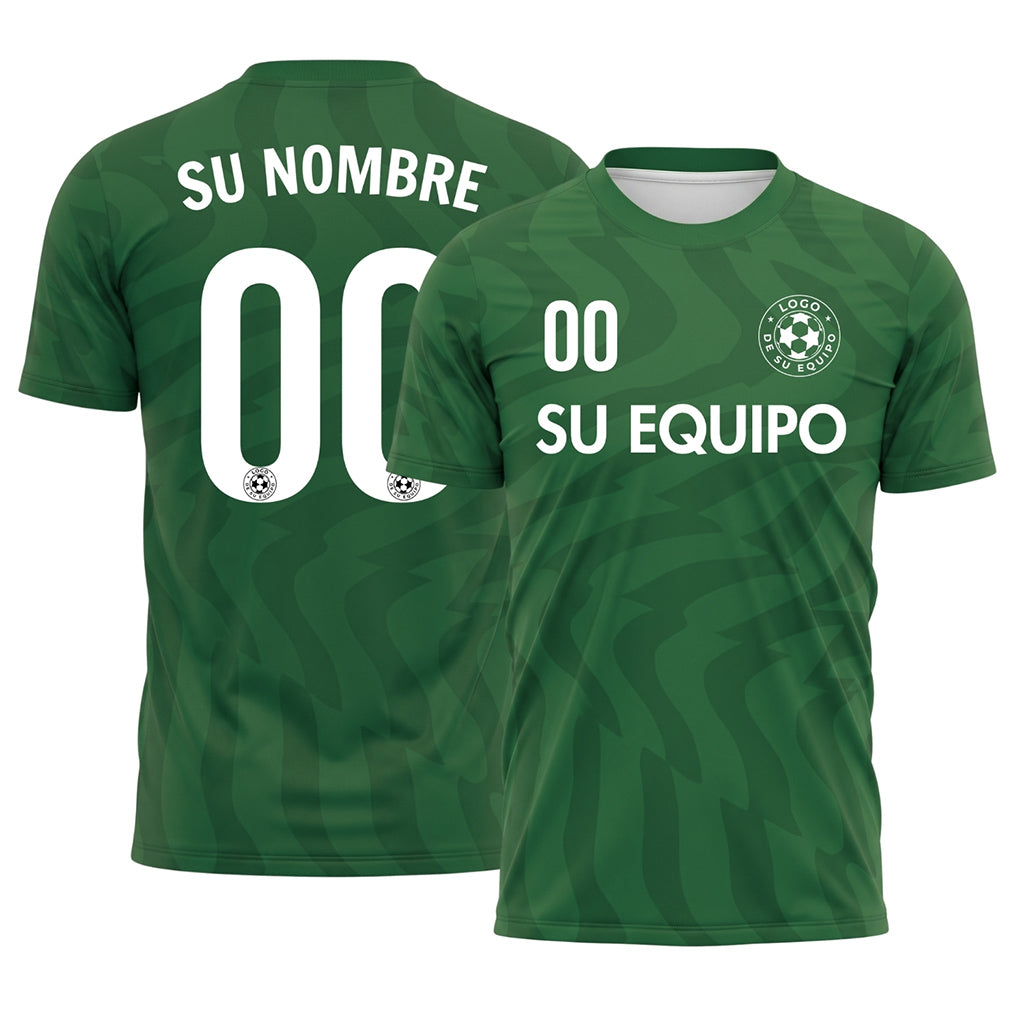Verde Motivo Olas Camiseta de Fútbol Personalizada