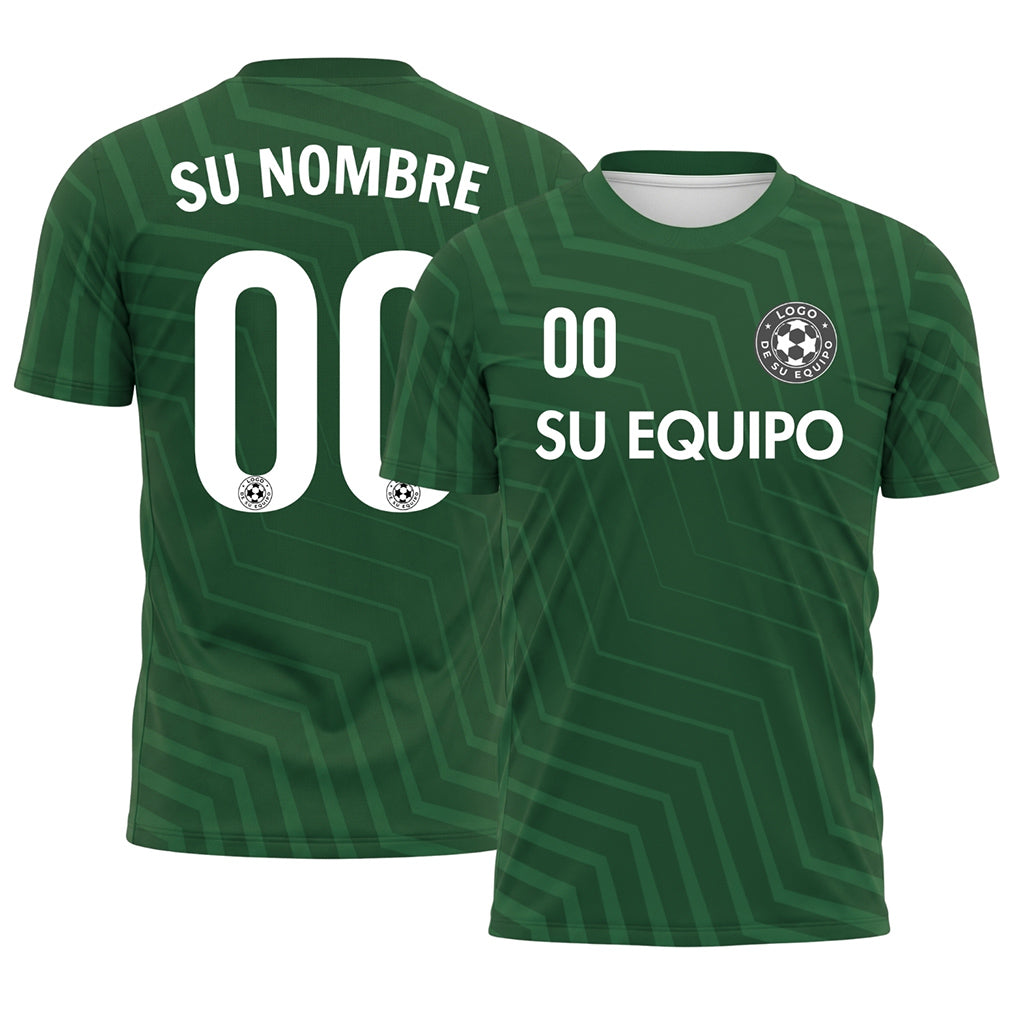Verde Zigzag Motivo Camiseta de Fútbol Personalizada