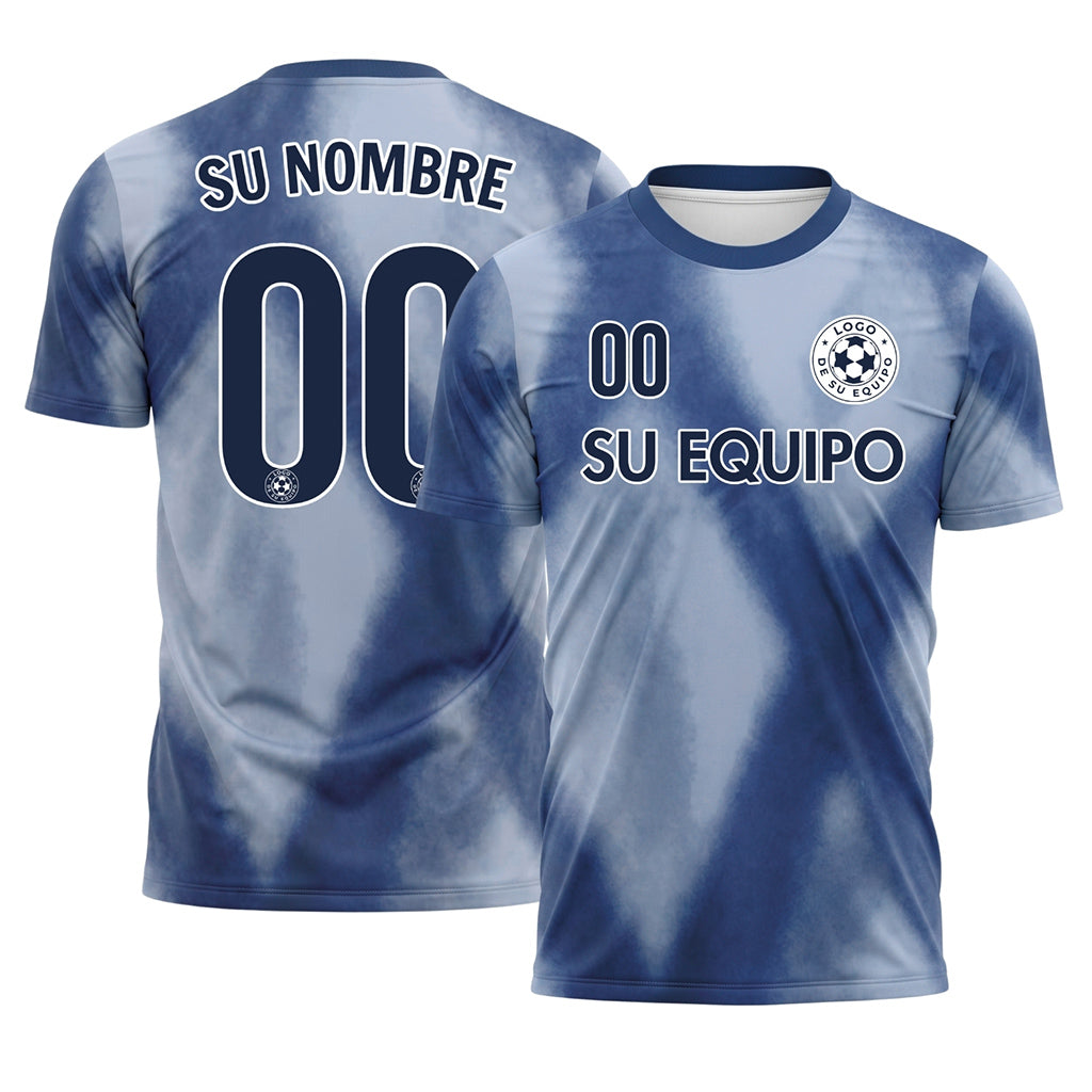 Azul Claro Tie Dye Motivo Rombo Camiseta de Fútbol Personalizada