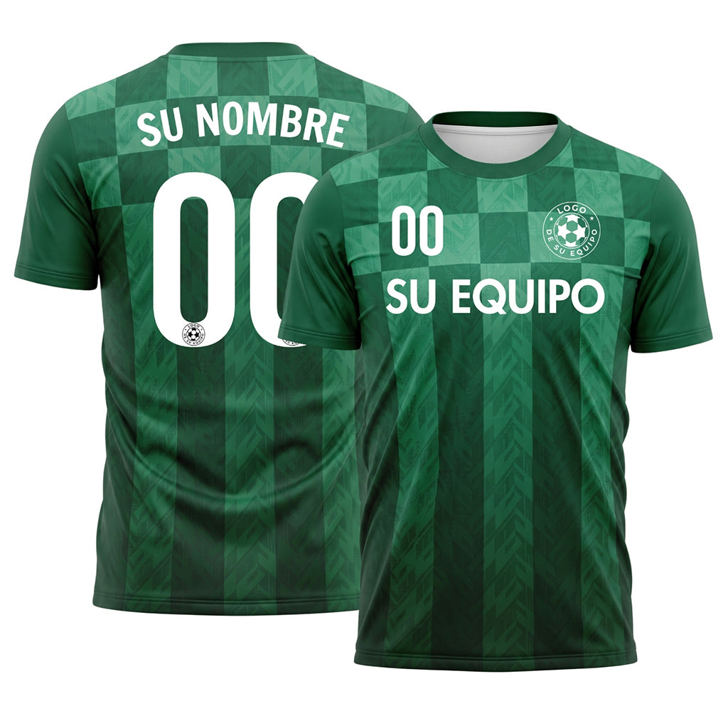 Verde Claro Cuadros Chevron Motivo Camiseta de Fútbol Personalizada