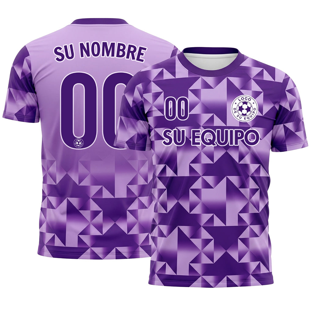 Violeta Claro Geométrico Motivo Diamante Camiseta de Fútbol Personalizada