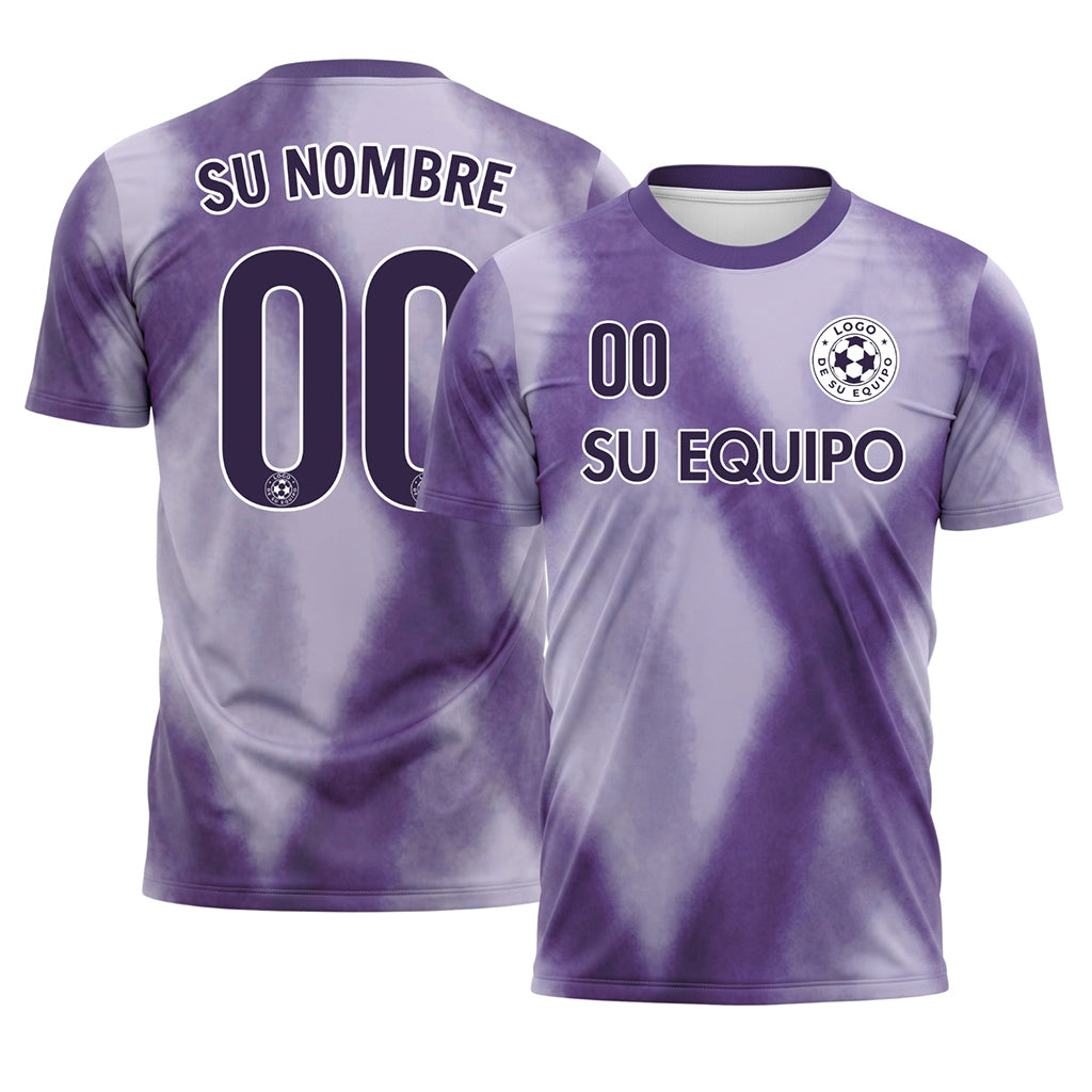 Violeta Claro Tie Dye Motivo Rombo Camiseta de Fútbol Personalizada