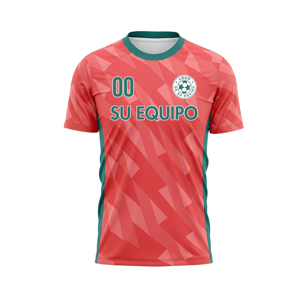 Coral Verde Geométrico Motivo Camiseta de Fútbol Personalizada
