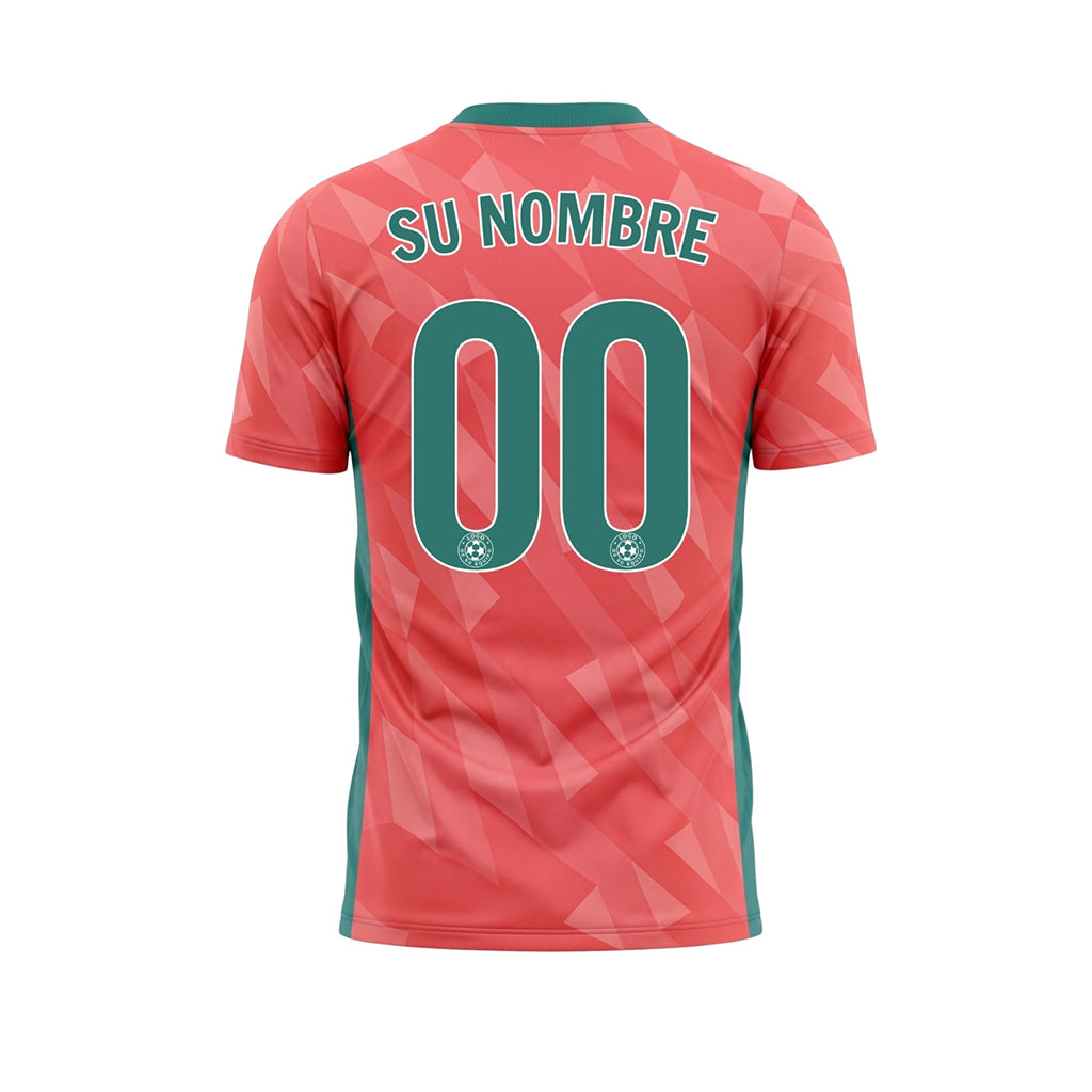 Coral Verde Geométrico Motivo Camiseta de Fútbol Personalizada