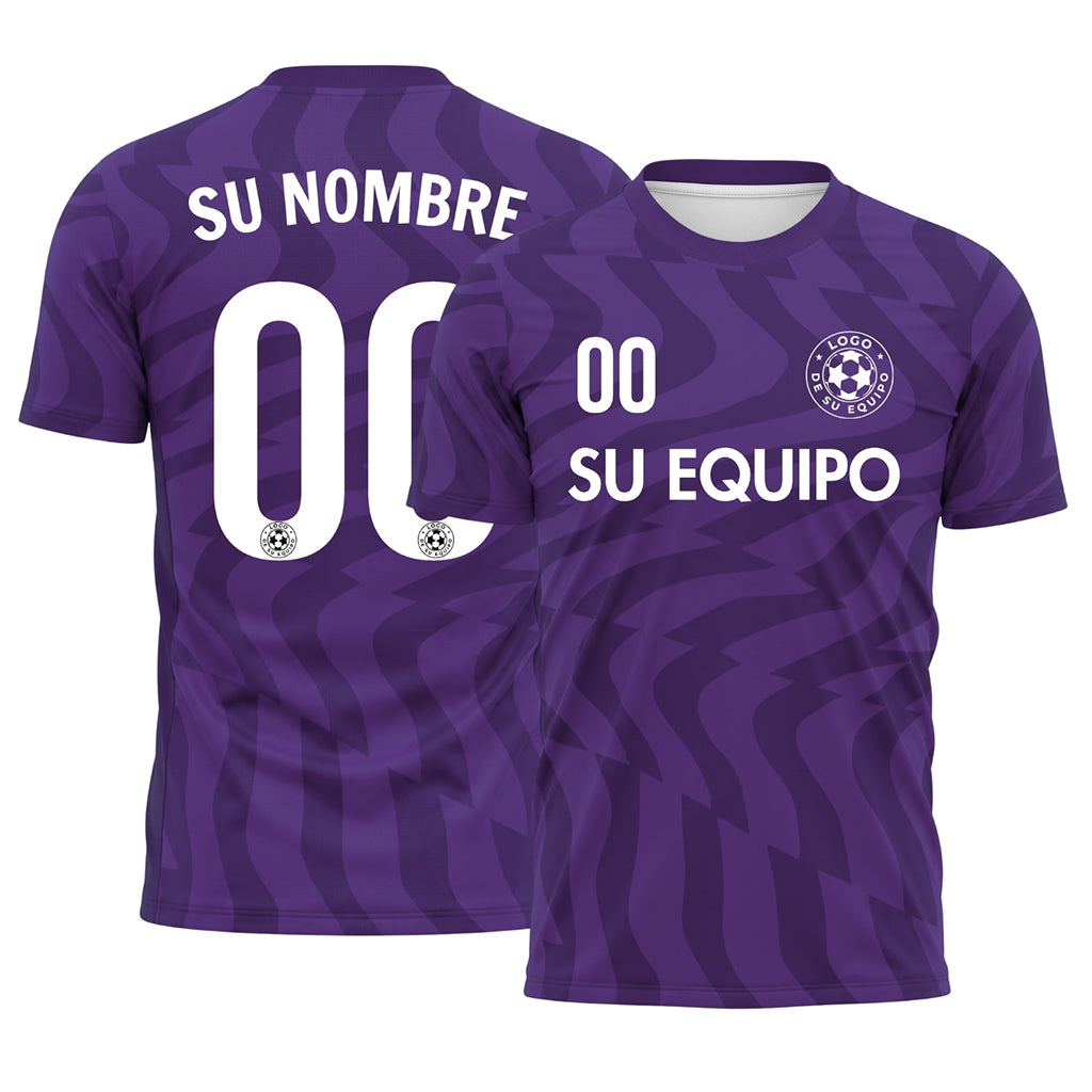 Violeta Abstracto Olas Motivo Camiseta de Fútbol Personalizada