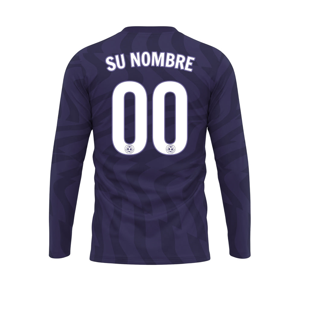 Violeta Violeta Oscuro Motivo Ondulado Camiseta de Fútbol Personalizada de Manga Larga