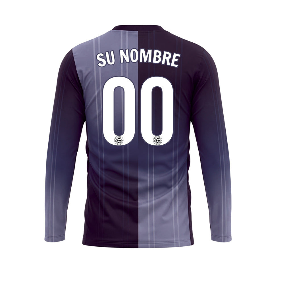Violeta Lavanda Rayas Verticales Degradadas Camiseta de Fútbol Personalizada de Manga Larga