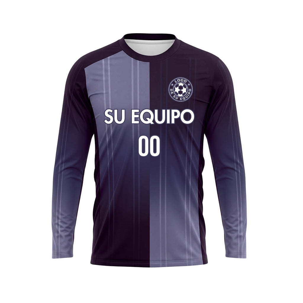 Violeta Lavanda Rayas Verticales Degradadas Camiseta de Fútbol Personalizada de Manga Larga