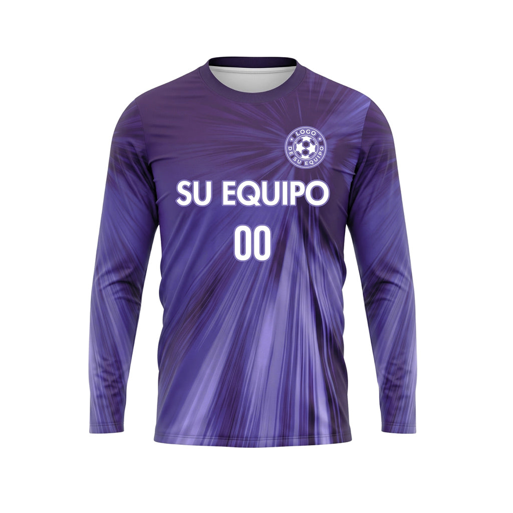 Violeta Degradado Radiante Camiseta de Fútbol Personalizada de Manga Larga