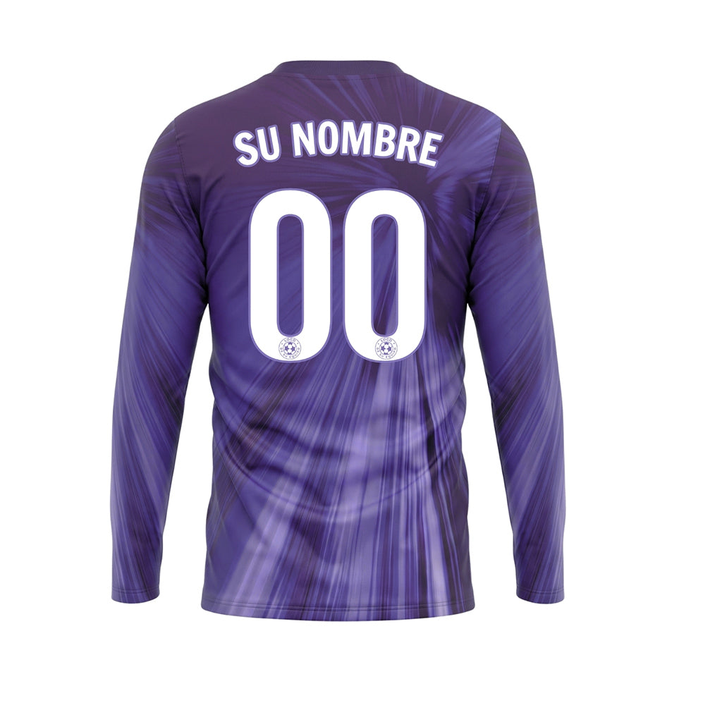 Violeta Degradado Radiante Camiseta de Fútbol Personalizada de Manga Larga
