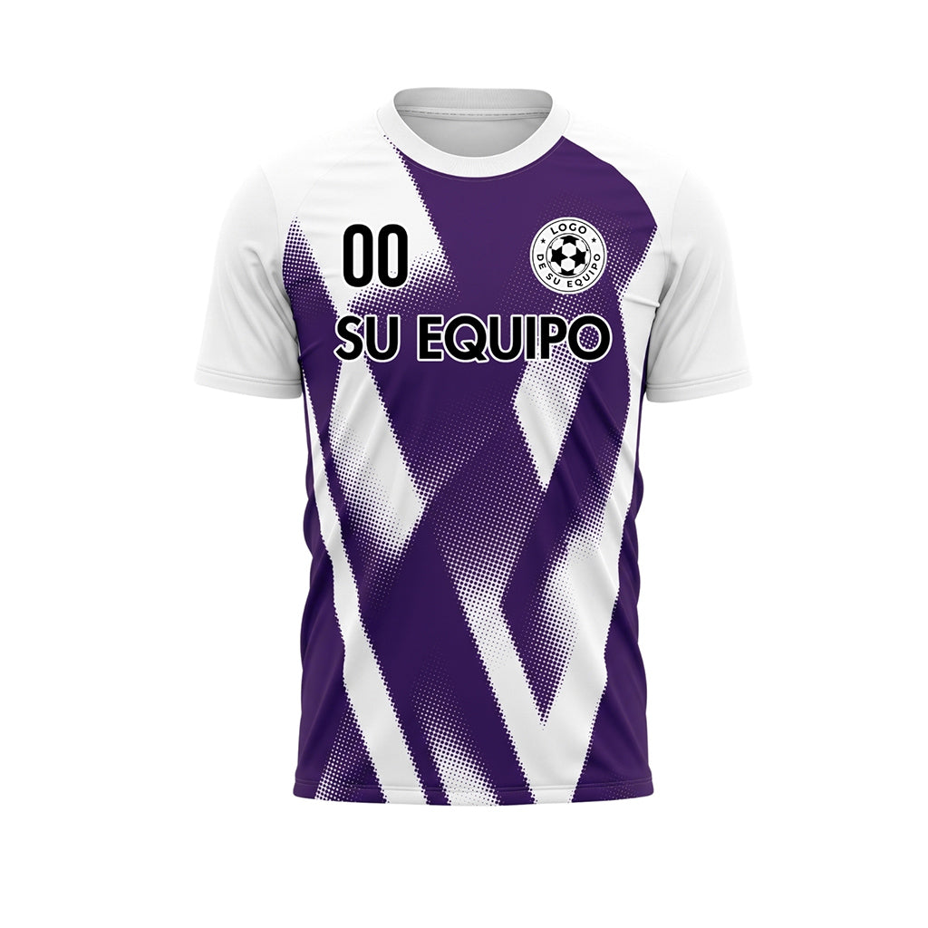 Violeta Blanco Semitono Zigzag Motivo Camiseta de Fútbol Personalizada