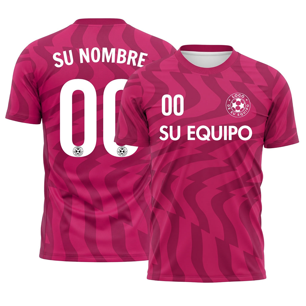 Magenta Abstracto Olas Motivo Camiseta de Fútbol Personalizada