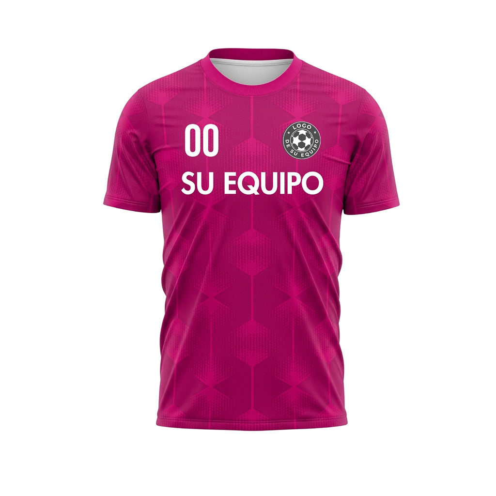 Magenta Hexágono Motivo Camiseta de Fútbol Personalizada