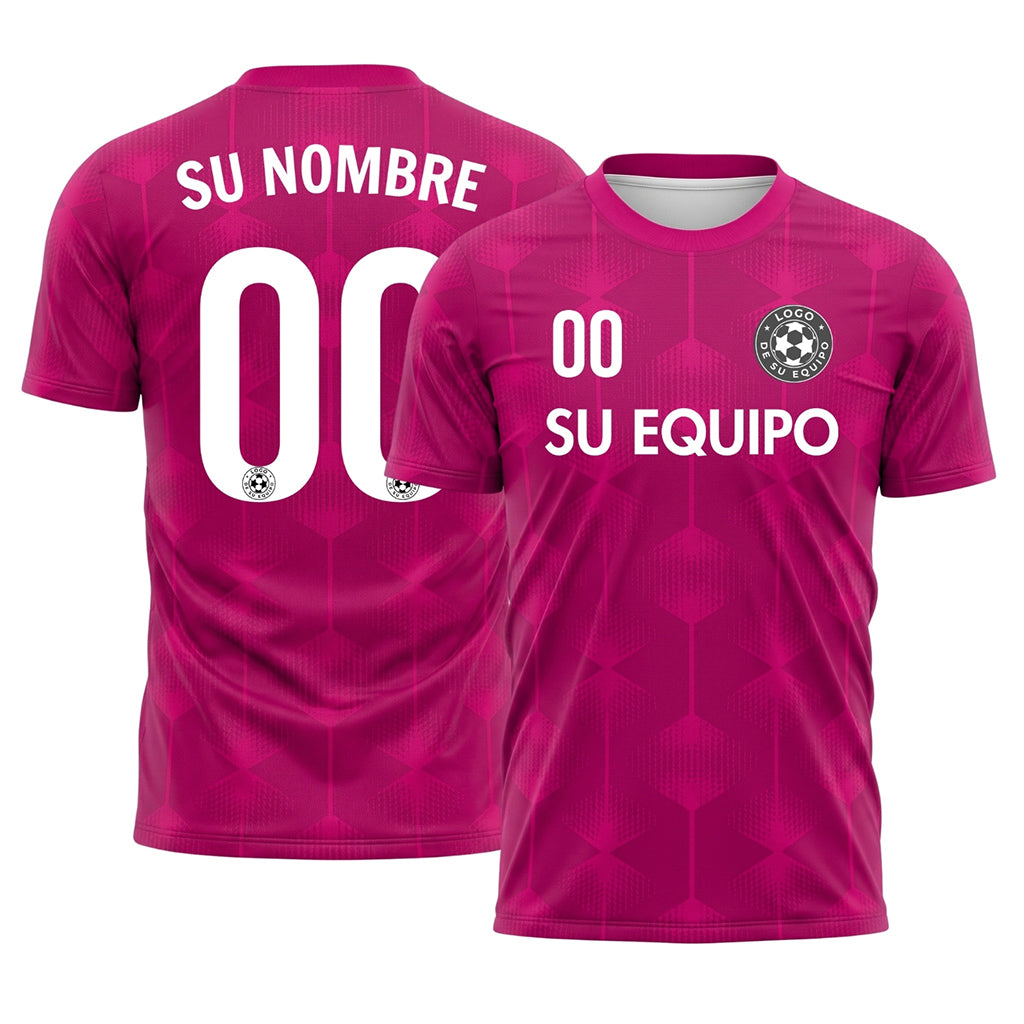 Magenta Hexágono Motivo Camiseta de Fútbol Personalizada