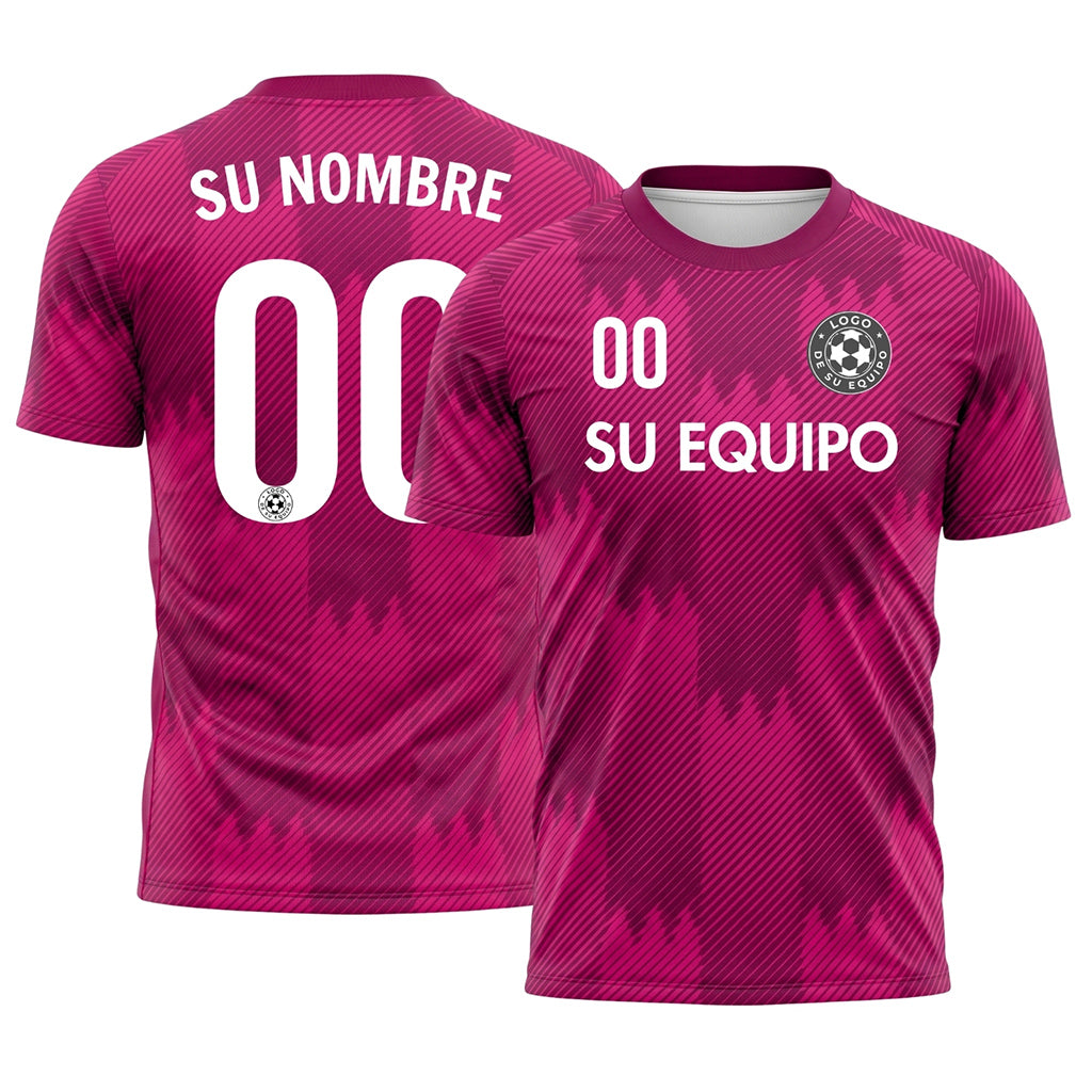 Magenta Zigzag Motivo Camiseta de Fútbol Personalizada