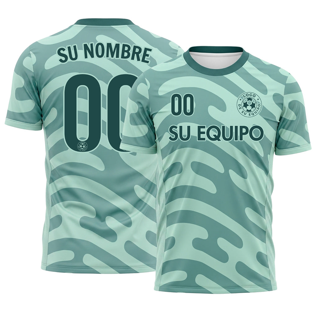 Verde Océano Abstracto Abstracto Motivo Camiseta de Fútbol Personalizada