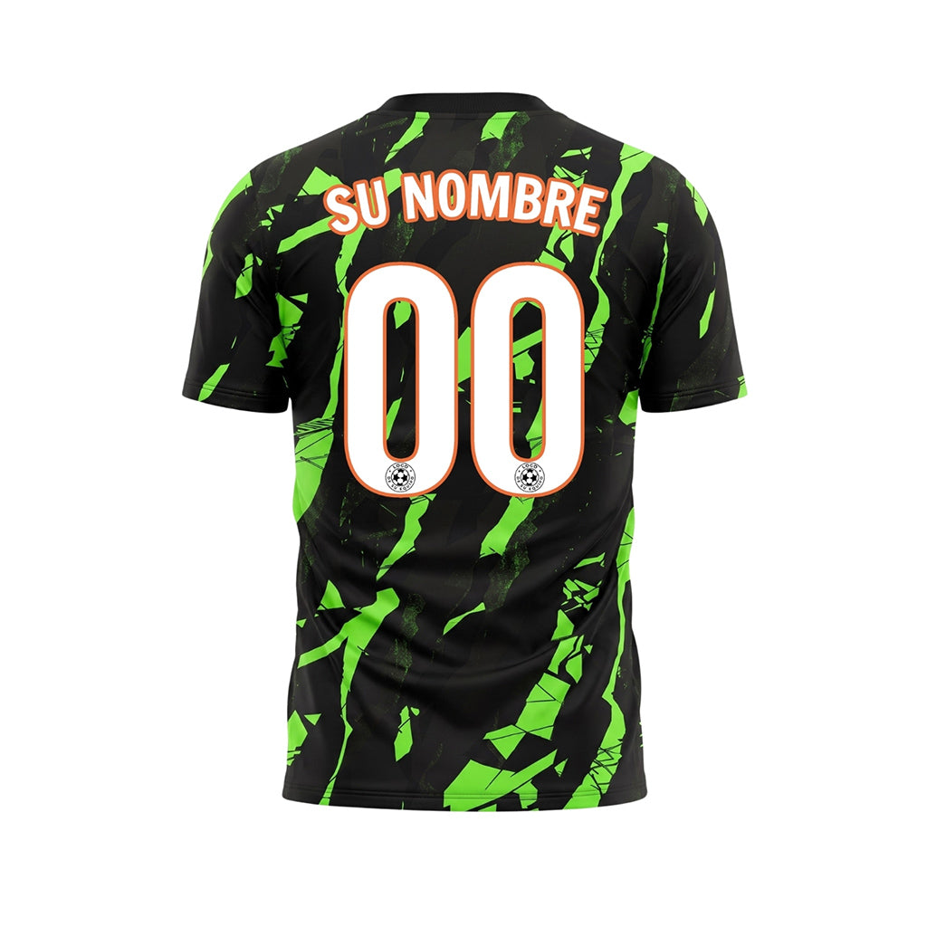 Neón Verde Negro Cyber Gráfico Camiseta de Fútbol Personalizada