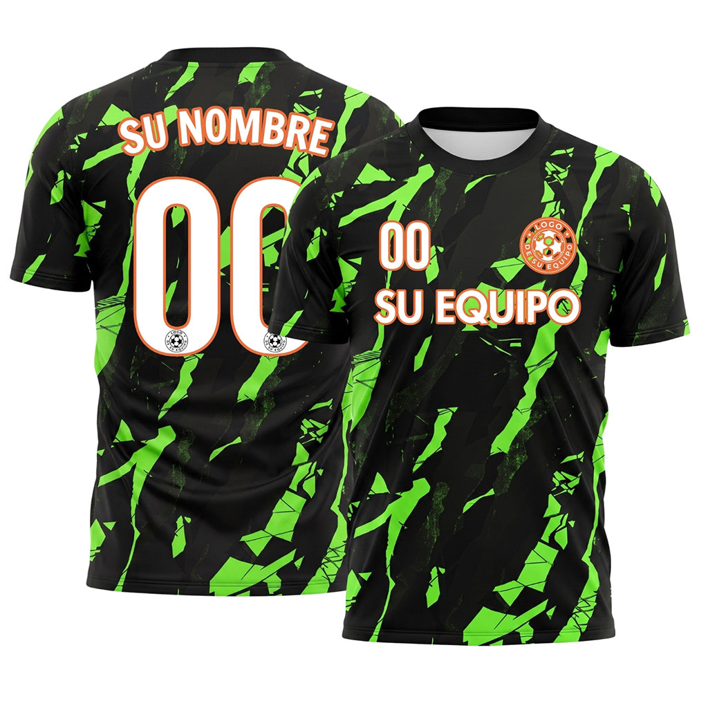 Neón Verde Negro Cyber Gráfico Camiseta de Fútbol Personalizada