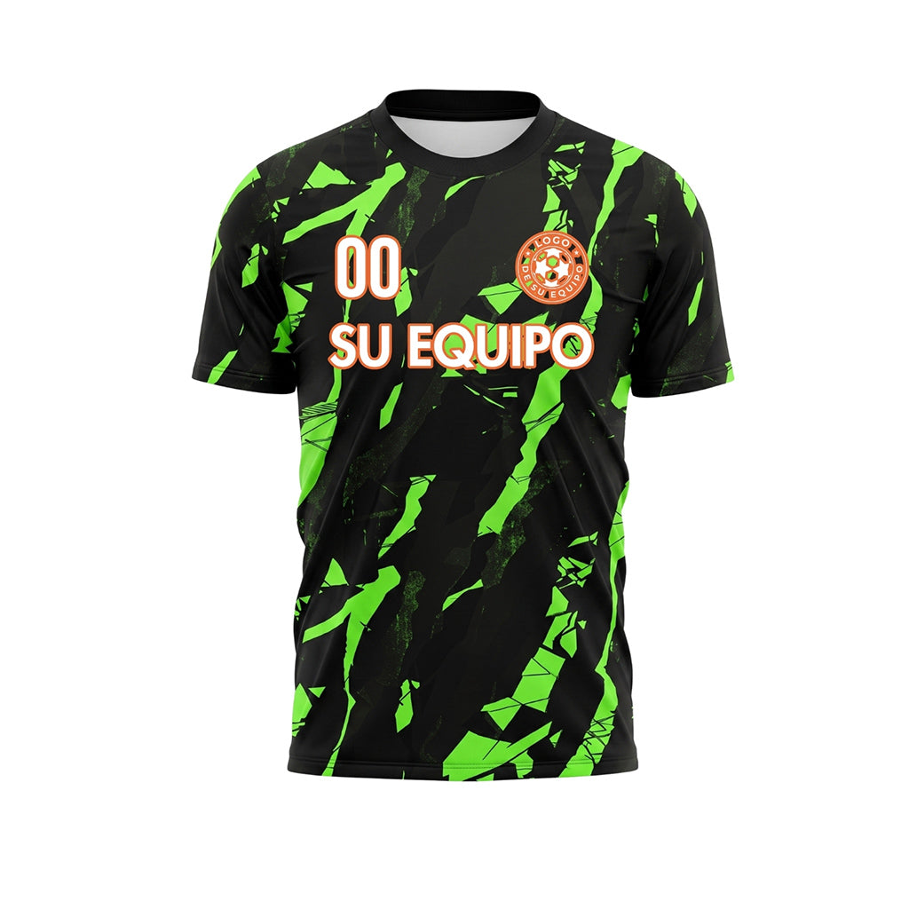 Neón Verde Negro Cyber Gráfico Camiseta de Fútbol Personalizada