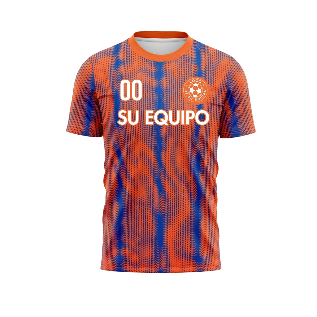 Naranja Azul Olas Lunares Motivo Camiseta de Fútbol Personalizada