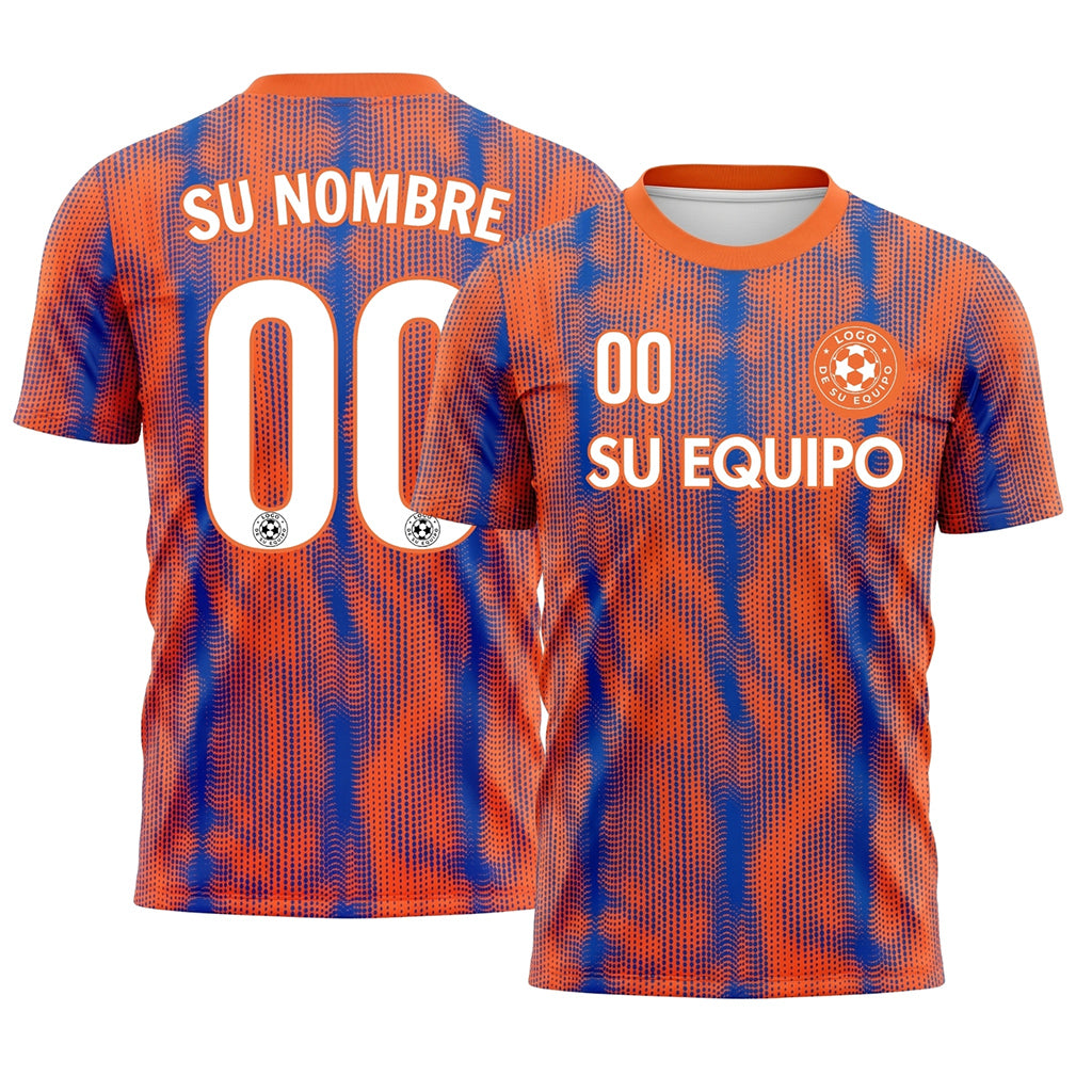 Naranja Azul Olas Lunares Motivo Camiseta de Fútbol Personalizada