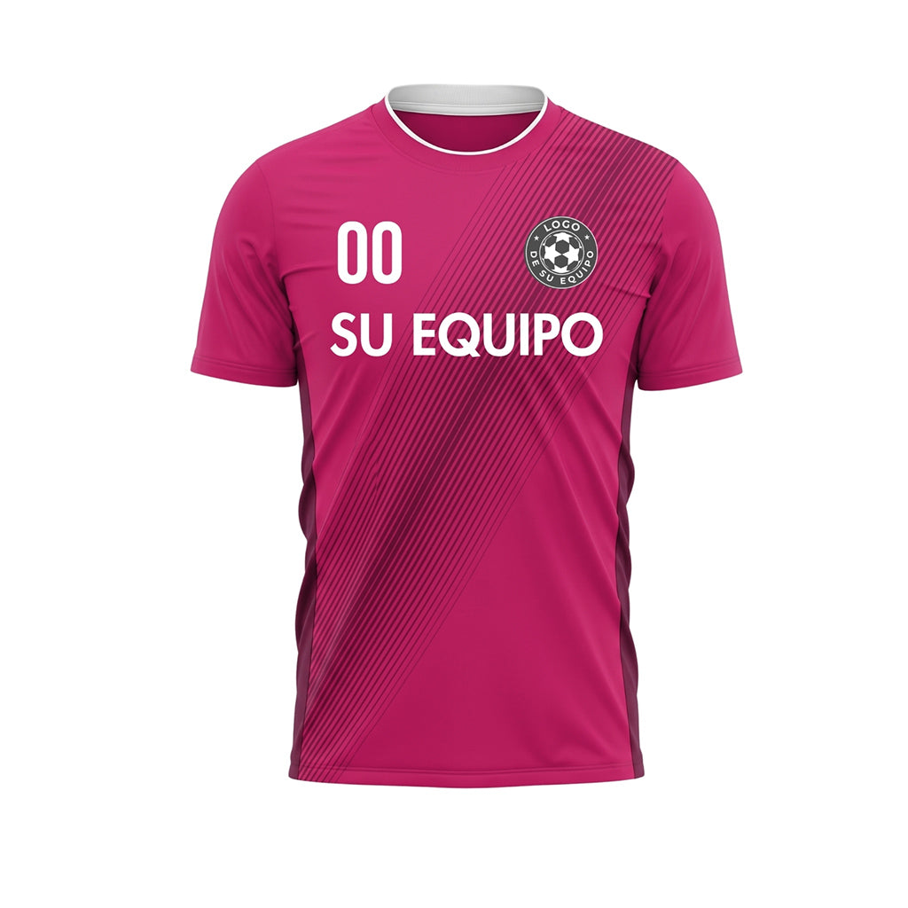 Rosa Diagonales Rayas Camiseta de Fútbol Personalizada