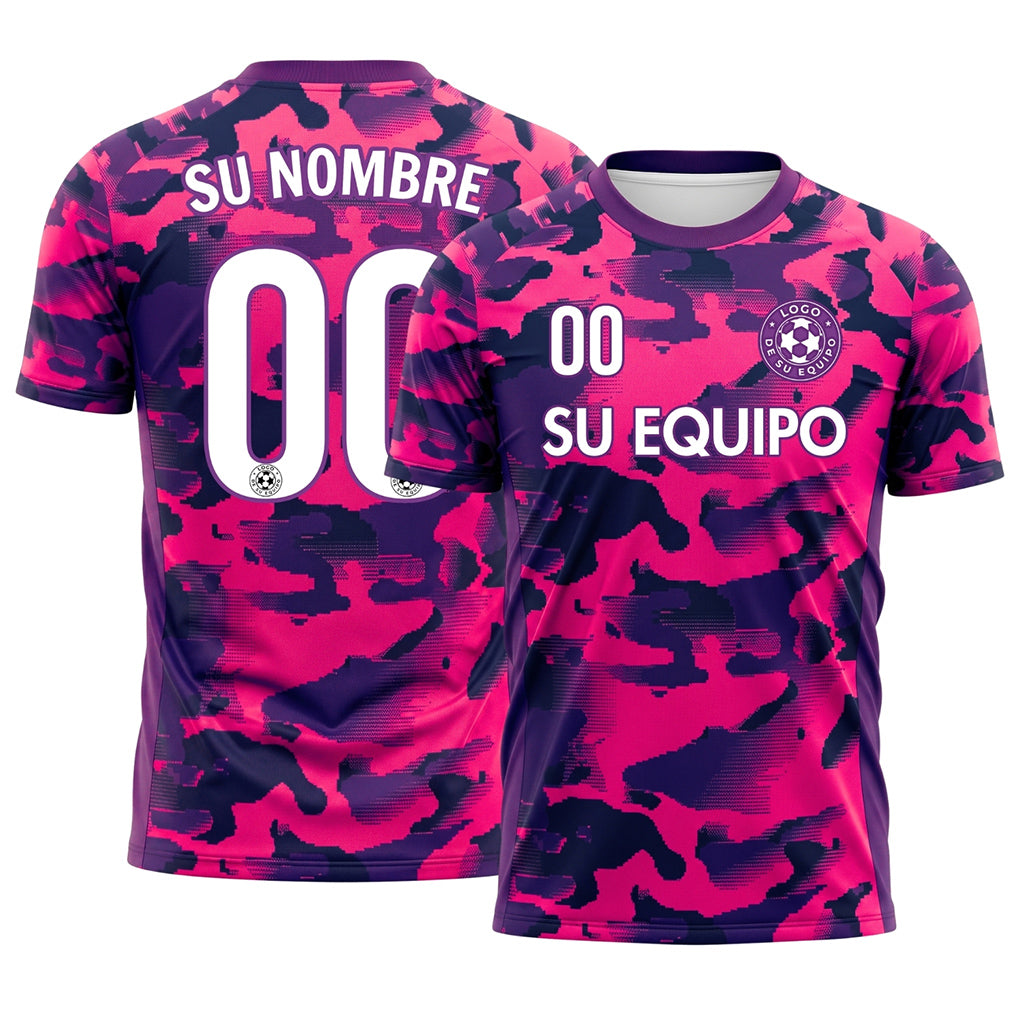 Rosa Violeta Camuflaje Camiseta de Fútbol Personalizada
